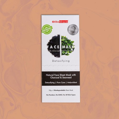 BioMiracle Detoxifying Face Mask with Charcoal and Seaweed, Mud Mask, Face Mask For Beauty, Skin Care For Men and Women, Plant Mask (Pack of 5)