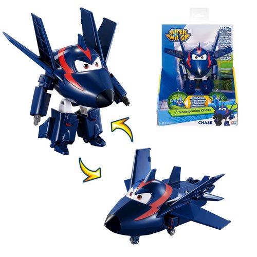 Super Wings Transformer Toys, 5 In Agent Chase Airplane Transformer Figures Toys, 2 In 1 Mode Rescue Bots Action Figure Toys for 3-5 Year Old Boys Girls, Fun Plane Toys for Toddlers Kids Age 3 4 5 6 7
