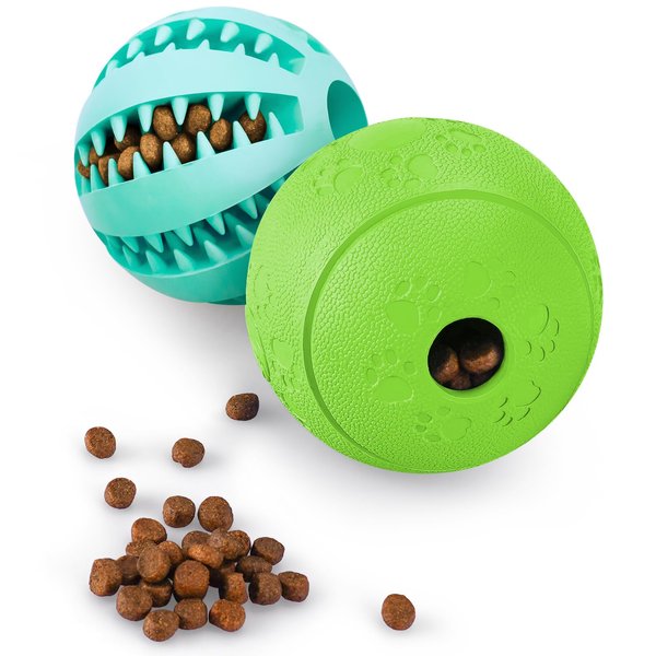 HIPPIH Dog Puzzle Toy 2 Pack, Interactive Dog Toys for Treat Dispensing, Durable Puppy Toys for Teething Small Dogs, Dog Treat Ball for Teeth/Slow Feeder/IQ Training/Playing