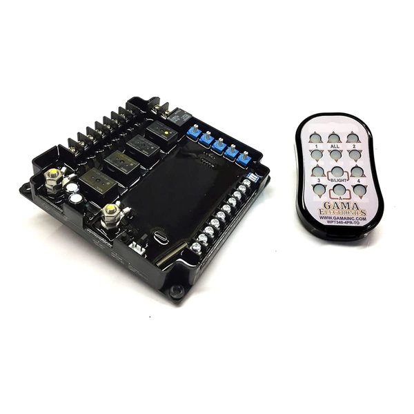 GAMA Electronics RF Remote Control System, 12VDC 4-Motor Polarity Reversing with Auxiliary Switch Leads - RF340-4PR-ASL
