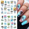 Summer Coconut Tree Nail Art Stickers Water Transfer Nail Decals Ocean Beach Palm Tree Nail Design Sticker Tropical Style Nail Stickers for Women Girls DIY Nails Design Nail Art Decorations Supplies