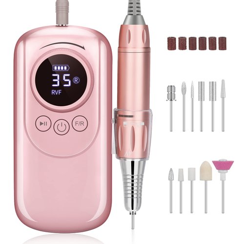 Rechargeable 35000 RPM Nail Drill, Portable E File Nail Drill, Cordless Professional Electric Nail File Kit with 11 Nail Drill Bits for Acrylic, Gel Nails, Manicure Pedicure, Polishing Shape