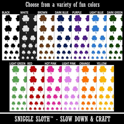 Three Leaf Clover Solid Temporary Tattoo Water Resistant Fake Body Art Set Collection - Black (One Sheet)