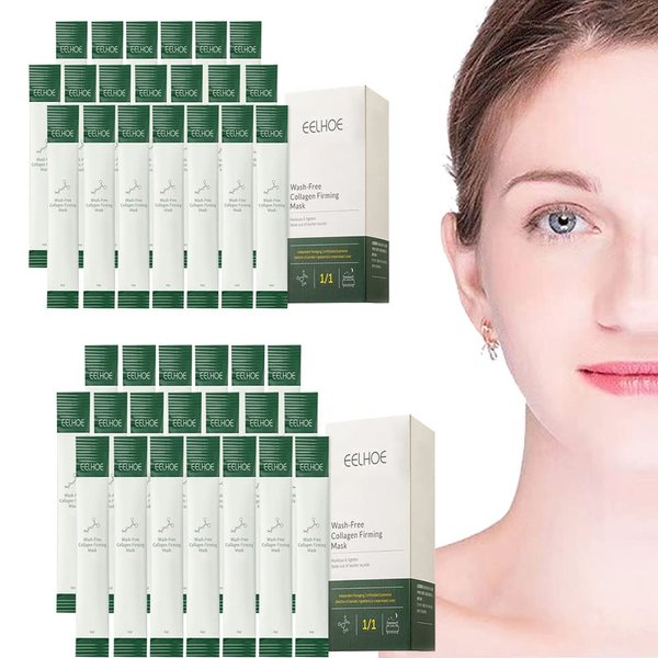 zhnnt 40 Pack Collagen Firming Face Mask，Leave-In Firming Anti-Ageing Moisturising Gel Cream，Deep Cleansing, Facial Masks For Both Men And Women Of All Skin Types