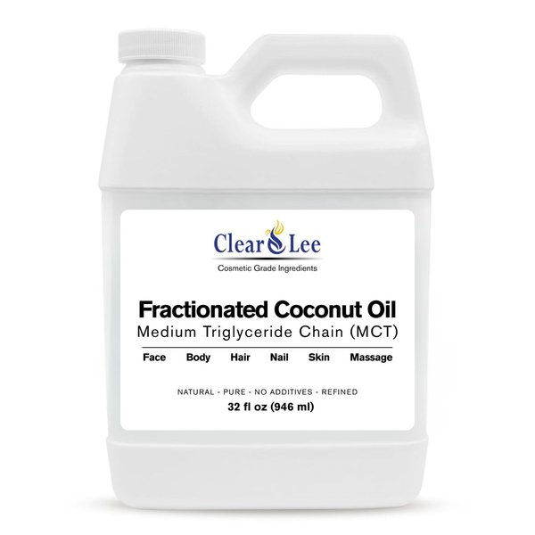 ClearLee Fractionated Coconut Oil MCT - Cosmetic Grade Natural & Pure Oil for Massage, Body, Hair, Skin, Face, Nail, Spa, Aromatherapy Carrier for Essential Oils, Soap Making, Serums & More (32 oz)
