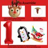 HADCKJA First Birthday Balloon Christmas Birthday Party Supplies Red Number 1 Reindeer Penguin Santa Claus Foil Balloon for Boy Girl Shower Decorations Birthday Party Decorations 4Pcs
