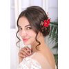 Sither Red Hair Clip for Bridal Floral Hair Comb for Women Wedding Hair Accessories for Bride Hair Clip Headpiece for Wedding Party Prom Gift