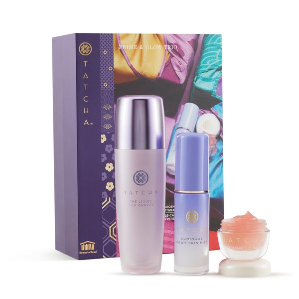 Tatcha Protect and Prime Trio | Liquid Silk Canvas, Mini Dewy Skin Mist, and Kissu Lip Mask
