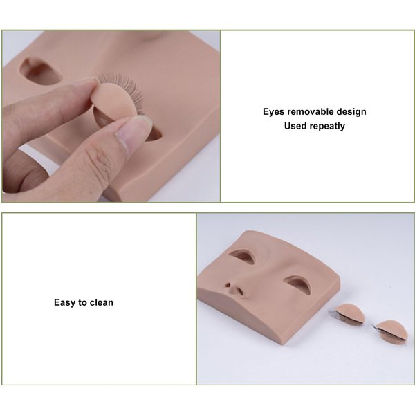 Eyelash Mannequin Head Lash Mannequin Head, Makeup Head For Lash Extension and Permanent Makeup Practice, with 3 Pairs Removable Single Layer Eyelids (Brown)