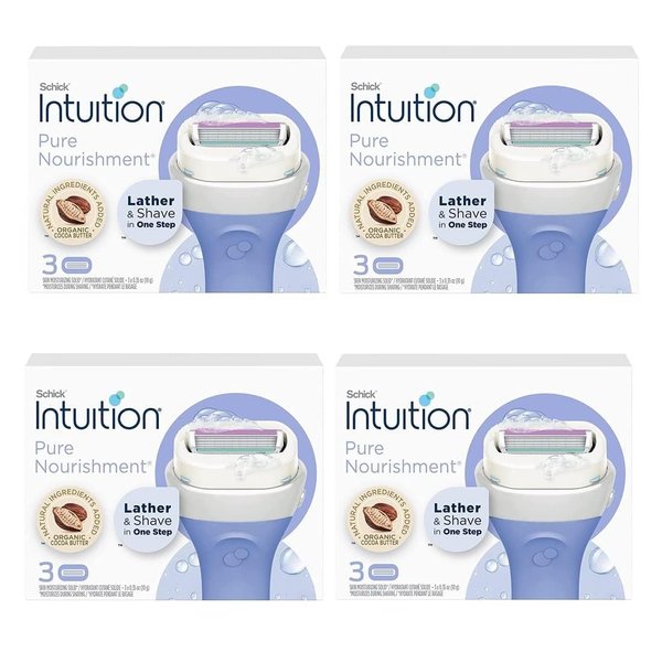 Schick Intuition Pure Nourishment Womens Razor Refills with Coconut Milk and Almond Oil, 12 count