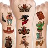 CHARLENT Cowboy Temporary Tattoos for Kids - 100 PCS Western Cowboy Temporary Tattoos for Boys Birthday Party Favors Goodie Bag Fillers