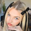WantGor Hair Clips, Women Tassel Ribbon Bowknot Hair Bows Clip Ponytail Holder Hair Accessories Hair Ribbon Ties with Long Tail (Black)