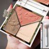 Face Highlighter & Contouring & Blush Palette Natural Shiny Contour Highlight Lasting Lightweight Face Blush with Mirror and Brush