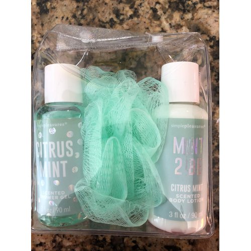 Simply Pleasures Citrus Mint Shower Gel, Body Lotion and Loofah