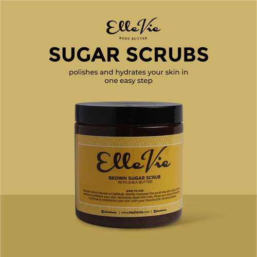 Elle Vie Unscented Body Scrub, Natural Polishing Scrub, Brown Sugar Body Exfoliator for Firm, Hydrated Skin, Body Scrub for Men & Women for Dry, Dead Skin, White Elephant Gift