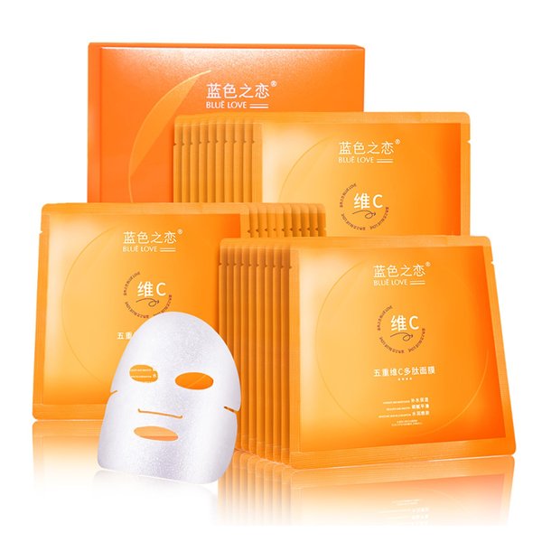 BLUE LOVE 10Pcs Five Vitamin C Facial Mask for Women Skin Care, Deeply Moisturizing&Firming Facial Sheet Masks, Daily Facial Mask with Vitamin C to Skin