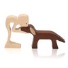 Men and Dog Figurines Wooden Gift Home Décor Accents，Wood Sculpture Puppy and Human Statue Figurine Office Decor Sculpture Model to Remember Friendship Between Dog and People,Eco-Friendly Gifts