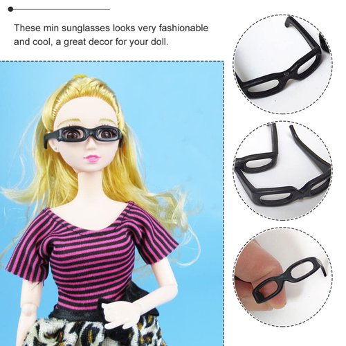 Toddmomy 60Pcs Mini Doll Sunglasses Doll Dress up Glasses Mini Black Eyeglasses for Dolls Costume Accessories