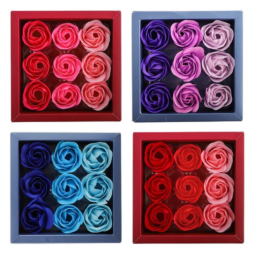 Hedume 4 Boxes Floral Scented Bath Soap Rose Flower Petals, 36 Pcs Total Plant Essential Oil Rose Soap Petals in Gift Box for Anniversary, Birthday, Wedding, Valentine’s Day, Mother’s Day