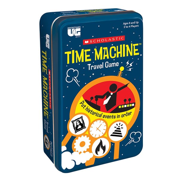 University Games | Scholastic Time Machine History Travel Card Game in a Tin for Kids, for 2 to 4 Players Ages 8 and Up