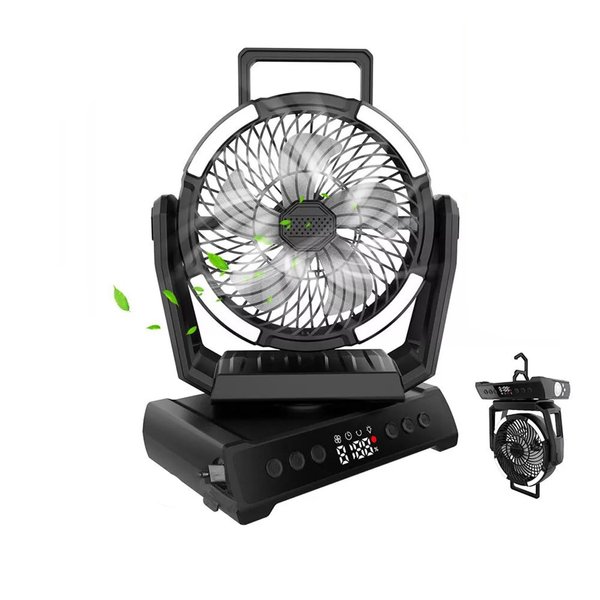 KANCOKIT Camping Fan with Light 20000mAh Rechargeable Tent Fan with Remote, 9 Speeds Battery Powered Fans with Digital Display, Timer, Auto Oscillation & Hook for Camping, Outdoor Tents, Hurricane