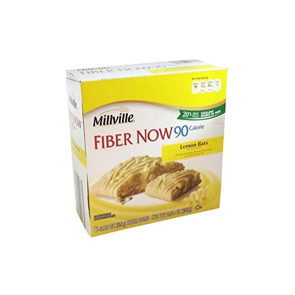 Millville Fiber Now 90 Calorie Fiber Lemon Bar with Lemon Pieces & Drizzle - 6 ct.