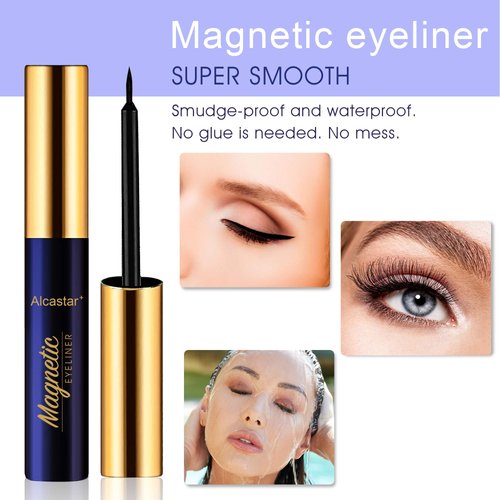 Alcastar Magnetic Eyelashes,Magnetic Lashes with Eyeliner Kit, Reusable Magnet lashes, Waterproof, Long Lasting,Easy to Apply,