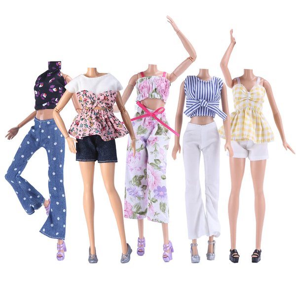 E-TING 5 Sets Doll Clothes Casual Wear Outfit 5 Tops 5 Trousers Pants for 11.5 inches Doll