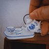 SUPVOX 1:12 Miniature Tea Cup Sets Dollhouse Porcelain Tea Cup Set Ceramic Chinese Flower Pattern Tea Cup Pot Set Doll House Accessories