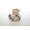 small mini gold metal crystal hair claw clip (Primary color: Blue)