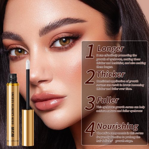 Lash Serum, W3W Eyelash Growth Serum, Eyelash Serum, Lash Serum for Boost Lash Growth Serum, Advanced Formula for Longer, Fuller, and Thicker Lashes, 3 ML (Golden)