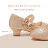 Dufannie Gold Flower Girl Dress Toddler High Heels Flower Girl Shoes for Wedding Birthday Party Princess Dress Performance Shoes Big Little Girls Flats(3303Gold 13)