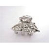 Small mini silver metal leaf crystal hair claw clip bridal clip