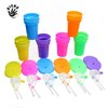 Kicko Neon Sipper Cups - 5.5 Inch - 12 Oz. - Colorful Neon Cups with Lids and Straws - School Events, Themed Parties, and Birthday Celebrations - Party Supplies | 12 Pack