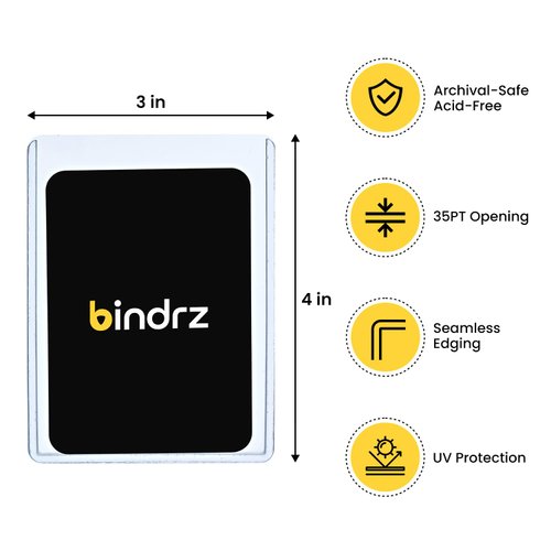 bindrz 100 Top Loaders Card Protector - 3” x 4” 35PT Rigid Toploaders - Archival Safe Hard Plastic Holder Toploaders for Cards for CCG TCG MTG and Sports Cards (100)