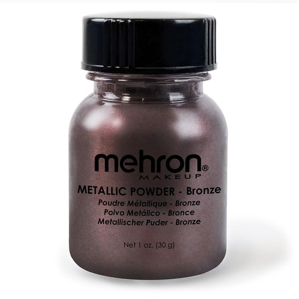Mehron Makeup Metallic Powder | Metallic Chrome Powder Pigment for Face & Body Paint, Eyeshadow, and Eyeliner .75 oz (21 g) (Bronze)