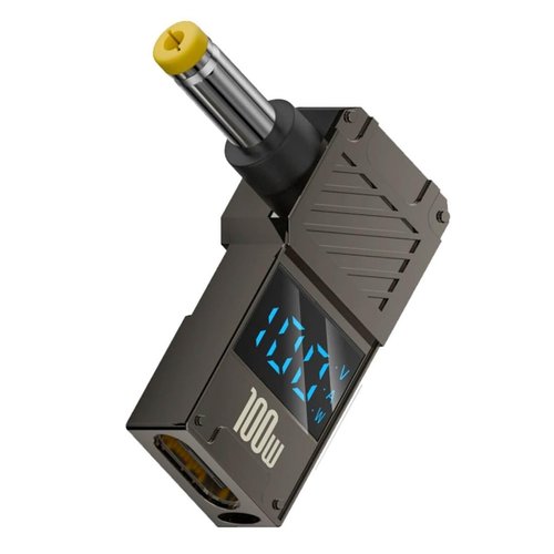 ChenYang USB C to DC Adapter,USB C Female to DC 5.5x2.5mm Barrel Jack Plug PD 100W Laptop Fast Charging Adapter with Wattage Display