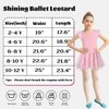 MOLLDAN Girls Dance Leotards for Ballet Dress Shiny Skirt Ruffle Sleeve Crisscross Back(QT4043-06-M) Black