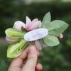 Fangsen Silver Boho Pink Rose Bud Floral Hair Comb Wedding Hair Accessories Floral Hair Piece Bridesmaid Hair Barrette Prom Flower Girl
