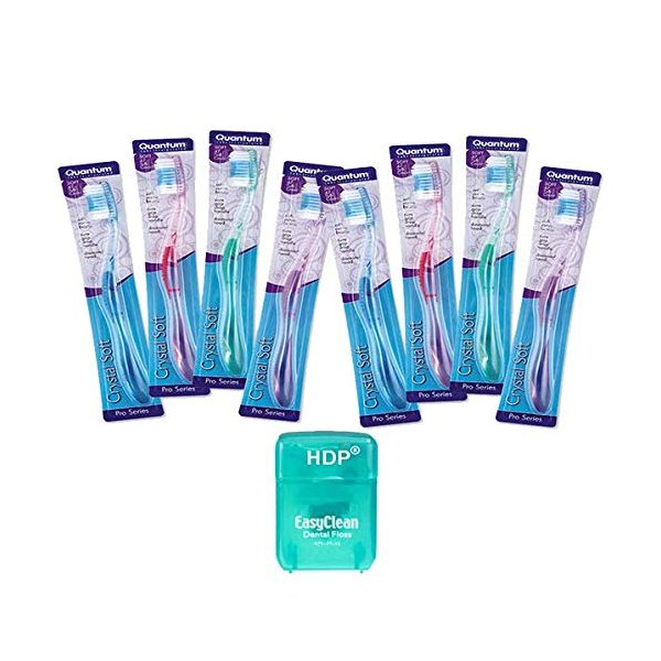 HDP Crystal Soft Toothbrush Floss Color:Crystal Size:Pack of 8 wth Bonus