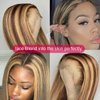 Highlight Lace Front Wig Human Hair Straight 13x6x1 Transparent HD Lace Frontal Wigs Pre Plucked With Baby Hair 150 Density 4/27 Ombre Blonde Brazilian Virgin Human Hair Wigs for Black Women 18 Inch