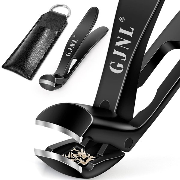 Angled Head Nail Clippers for Men Women - Toenail Clippers for Seniors Thick Nails with Catcher, Mess Free Wide Jaw Sharp Blade Nail Cutter Birthday Gifts for Men Women Friends