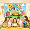 Cartoon Melon Birthday Party Supplies,Kid Party Decorations Banner School Bus Backdrop Boys and Girls Happy Birthday Backdrop（70X43IN）