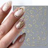 8 Sheets Gold Nail Art Stickers Decals Nail Supplies 3D Self-Adhesive Nail Decals Metallic Stars Moon Butterfly Heart Gold Design Stickers for Women Manicure Tips Acrylic Nails DIY Nails Art Supplies