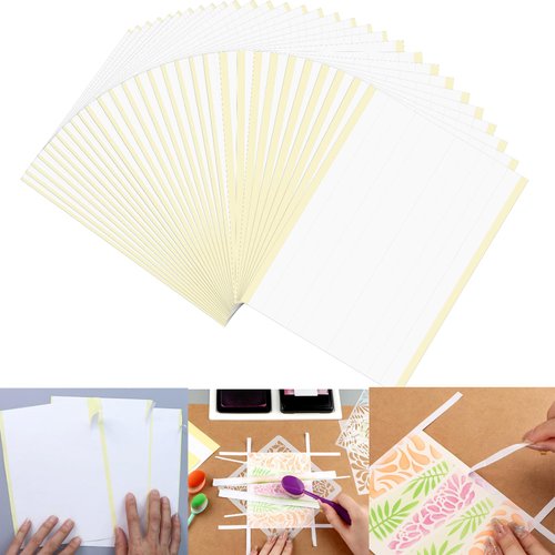 30PCS Masking Strips Stamping Mask Paper Adhesive Stamp Masking Paper for Positioning Stamps Crafting Projects Reusable Delicate-Tack Adhesive for Easy Masking,Pre-Cut Masking Strips for Card Making