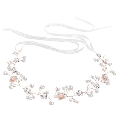 Yolev Flower Girl Headpiece Wedding Hair Accessories for Kids White Flower Headband Wedding Bridal Bridesmaid Hair Band Headpiece for Flower Girl Wedding Party Headdress