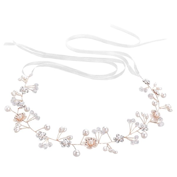 Yolev Flower Girl Headpiece Wedding Hair Accessories for Kids White Flower Headband Wedding Bridal Bridesmaid Hair Band Headpiece for Flower Girl Wedding Party Headdress