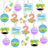 HPWF Two Infinity and Beyond 2nd Birthday Party Hanging Swirl, 20pcs Birthday Decorations for Toy Inspired Story 2nd Birthday Party Supplies