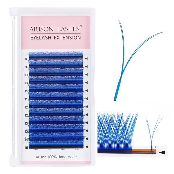 sky blue YY Eyelash Extension Lashes C Curl 0.07mm, 8-15mm Faux Mink Cluster Lash Extensions Soft Y Lashes Extensions Premade (8-15MM, 0.07-C,Light sky blue)