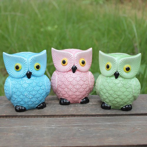 ZCHING Cute Owl Ceramic Piggy Bank Personalized Money Saving Bank for Kids Girls Nursery Gift Decor